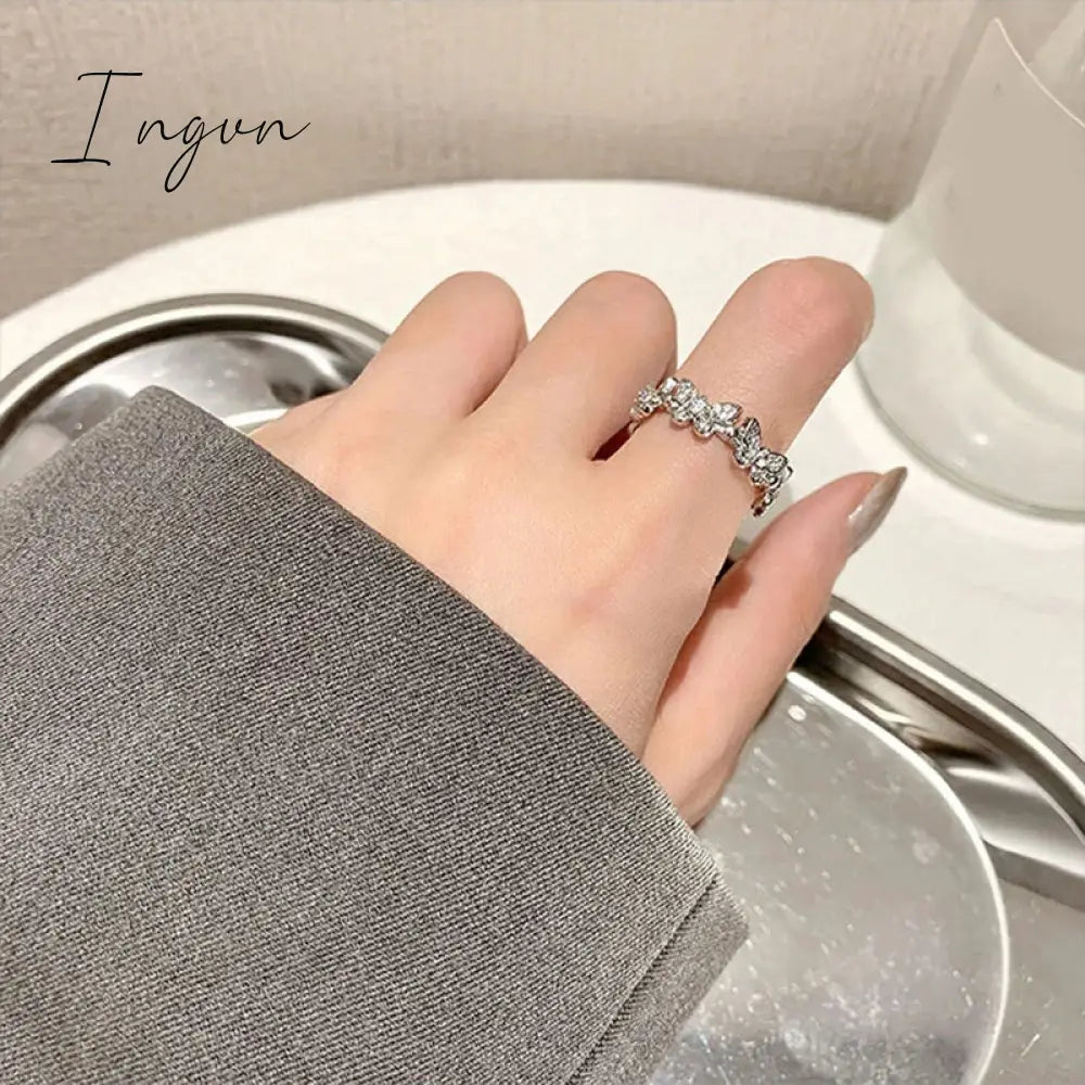 New Fashion Butterfly Rings Shiny Cubic Zirconia Leaves Geometric Adjustable Finger Ring Girls Minimalist Dainty Jewlery Gifts
