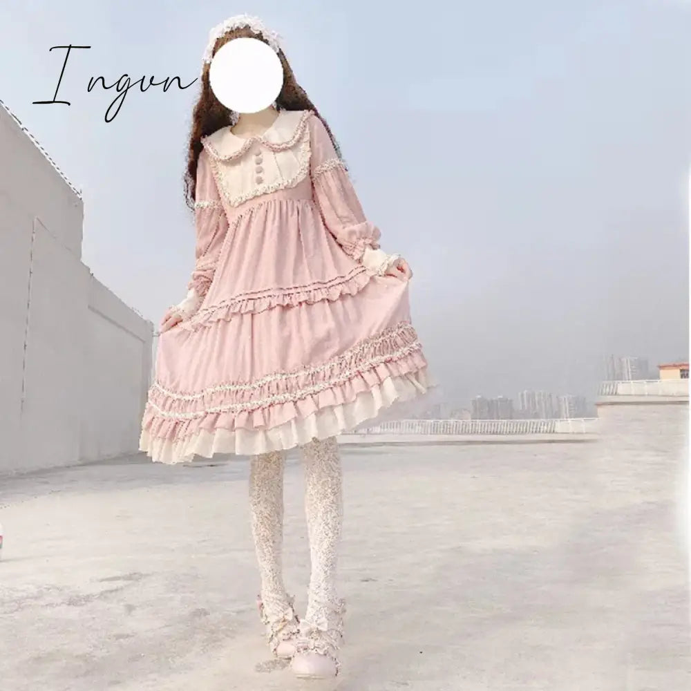 Ingvn - Sweet Lolita Shoes Vintage Round Head Middle Heel 3-5cm Women Shoes Cute Bowknot Cross Bandage Kawaii Shoes Loli  Kawaii Girl