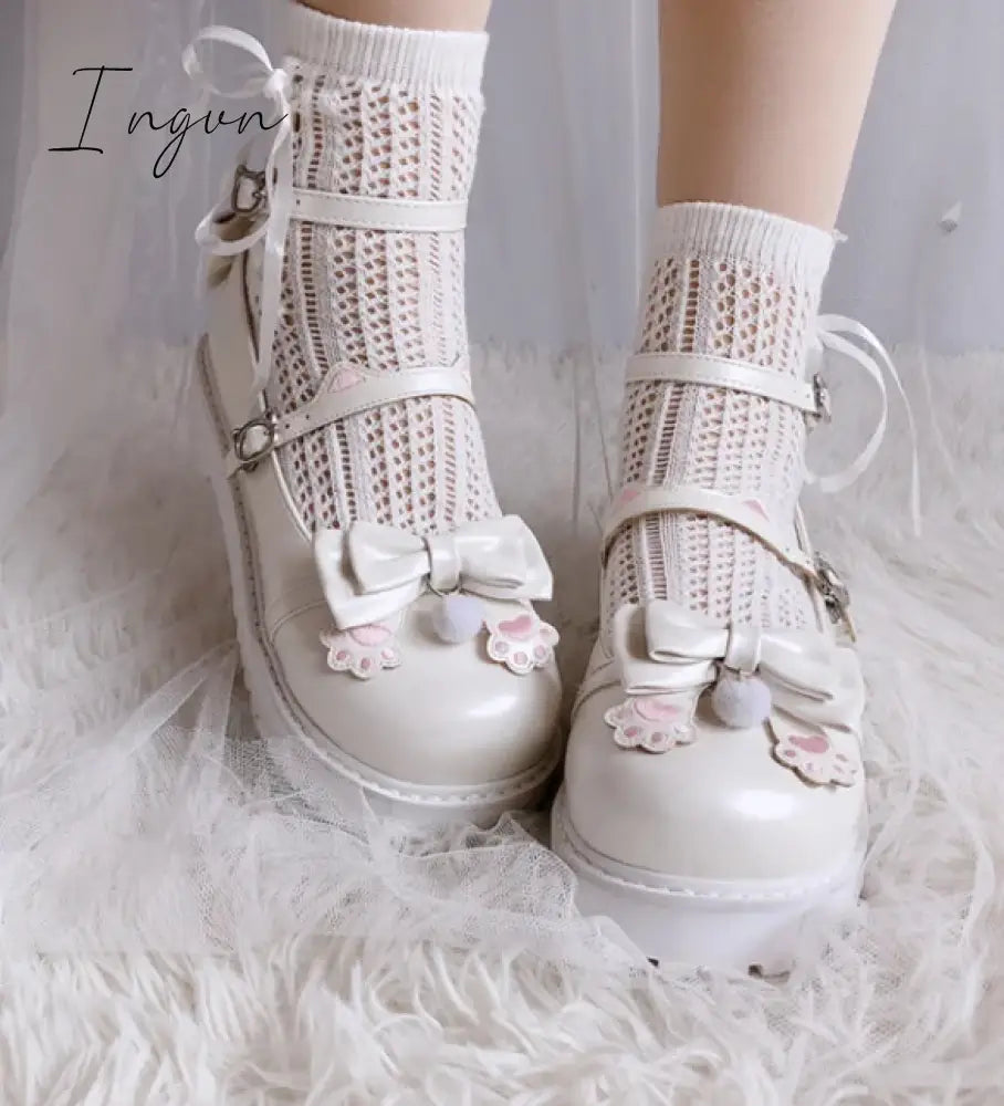 Ingvn - Japanese Design Cat Paw Cosplay Lolita Sweet Girls Shoes Jk Platform Anime Big Size 34-41 Harujuku Kawaii Cute Women Shoes