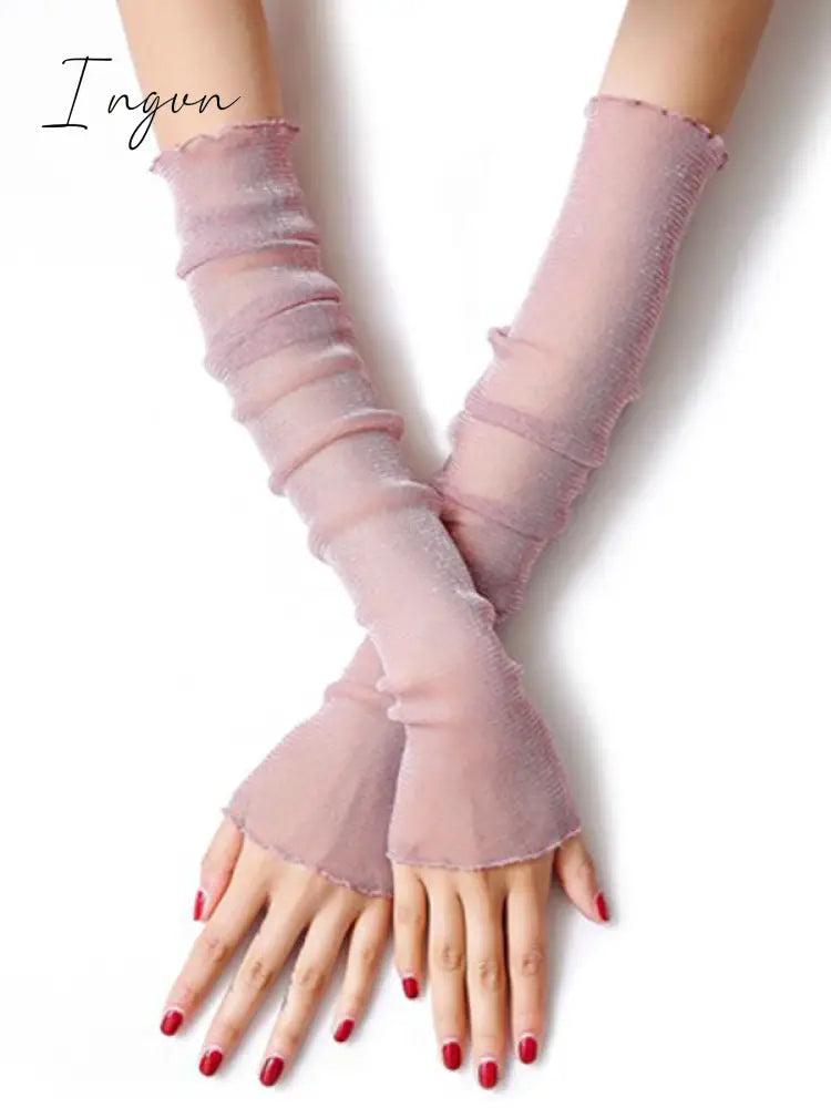 Ingvn - Sun Protection Mesh Solid Color Sleevelet