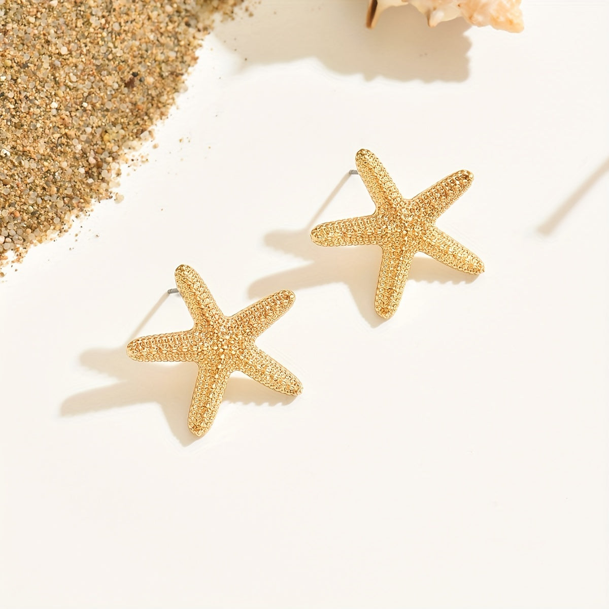 1 Pair of Cute Starfish Stud Earrings for Women, Made of Zinc Alloy Iron Post, No Plating, Versatile Daily Wear and Music Festival Accessories