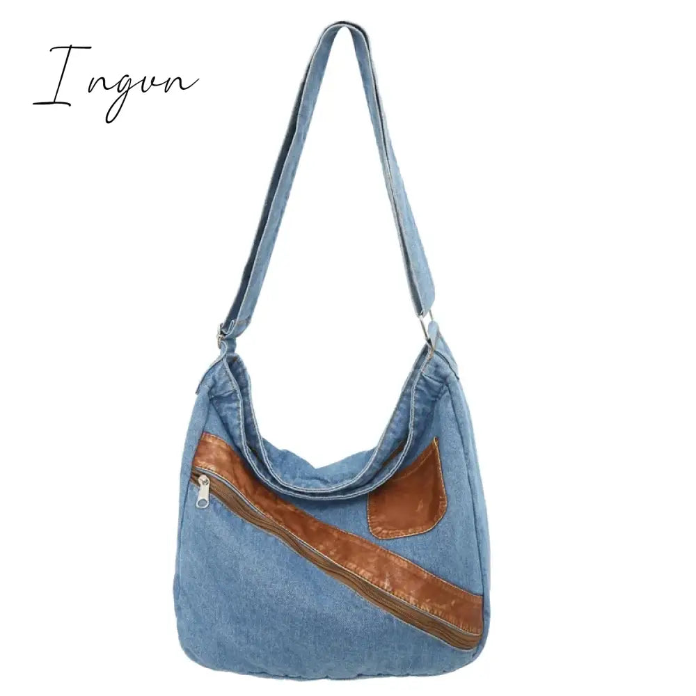 Ingvn - Denim Women's Bag 2024 New Eco Reusable Ladies Handbags Canvas Shopping Travel Shoulder Bags Unisex Jeans Crossbody Bag Shoppers