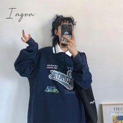 Ingvn - Vintage Oversized Letter Print Sweatshirt