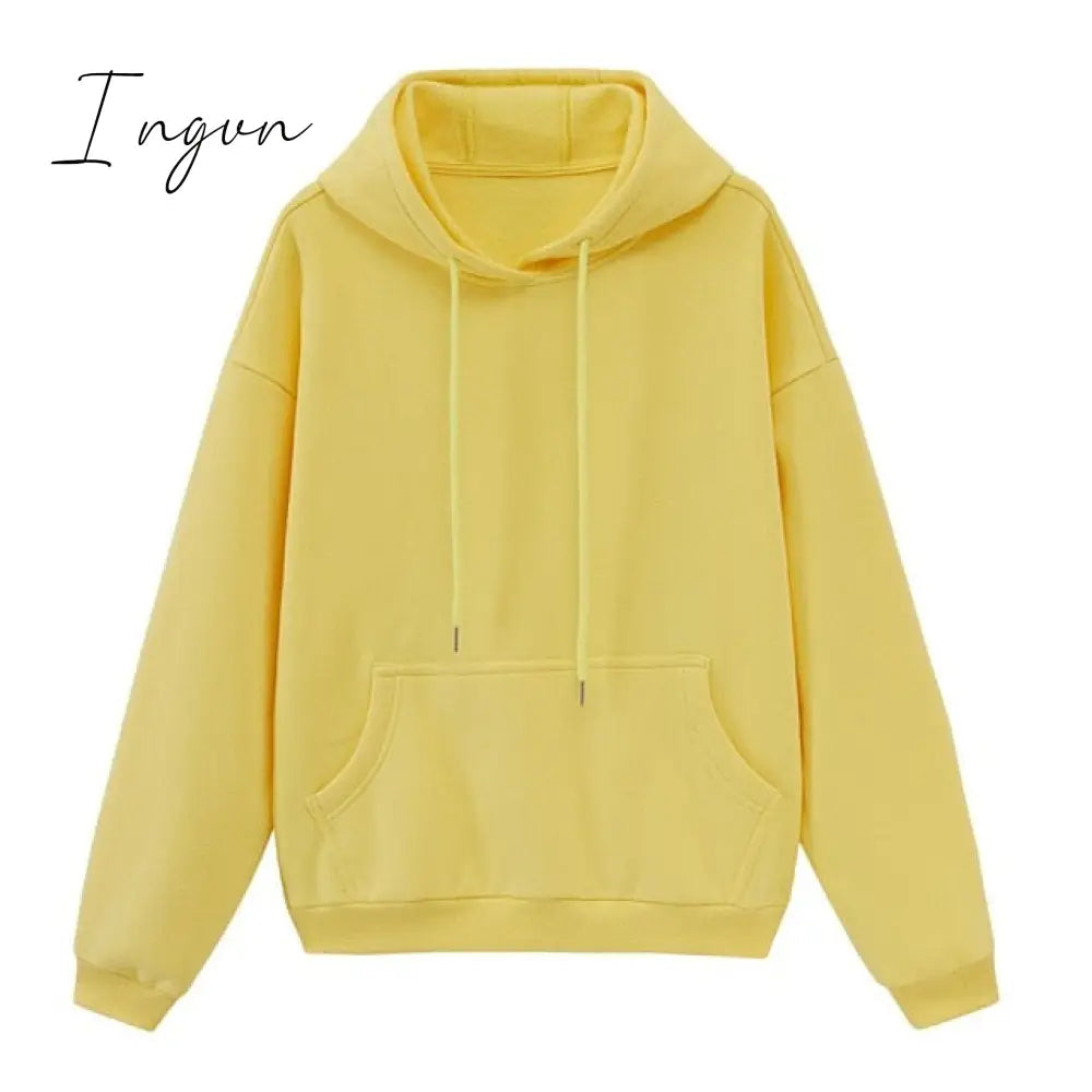 Ingvn - toppies Womens Tracksuits Hooded Sweatshirts Autumn Winter Fleece Oversize Hoodies Solid Pullovers Jackets Unisex Couple