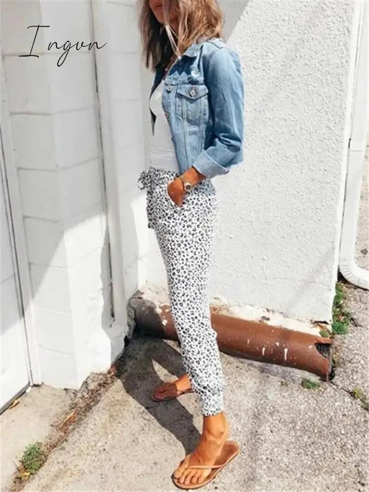 Ingvn - Women Fashion Casual Leopard Printed Trousers