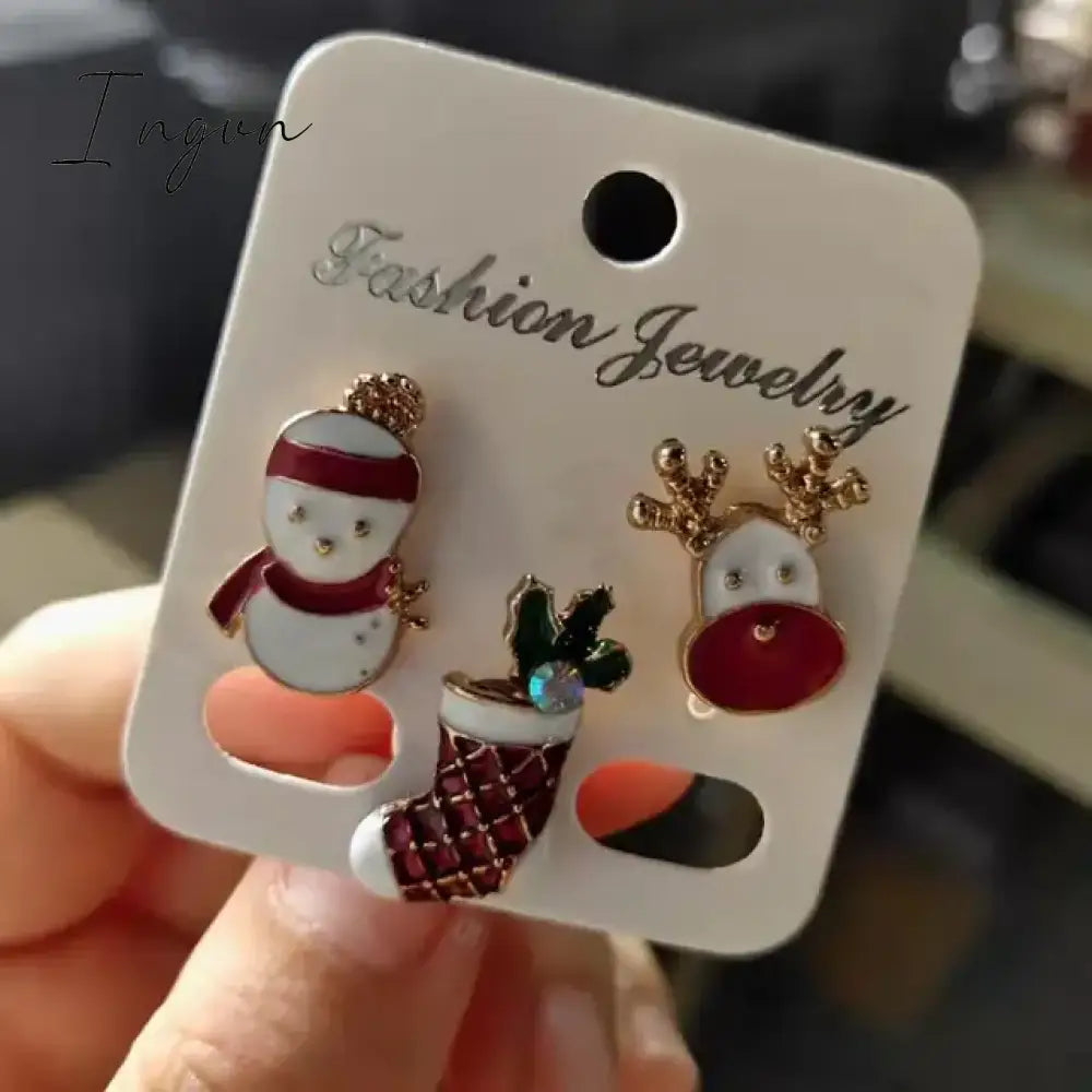 3pcs/set Christmas Gift For Women Men Brooches Enamel Pins Santa Claus Bell Elk Snowflake Xmas Tree Brooch Kids New Year Pin