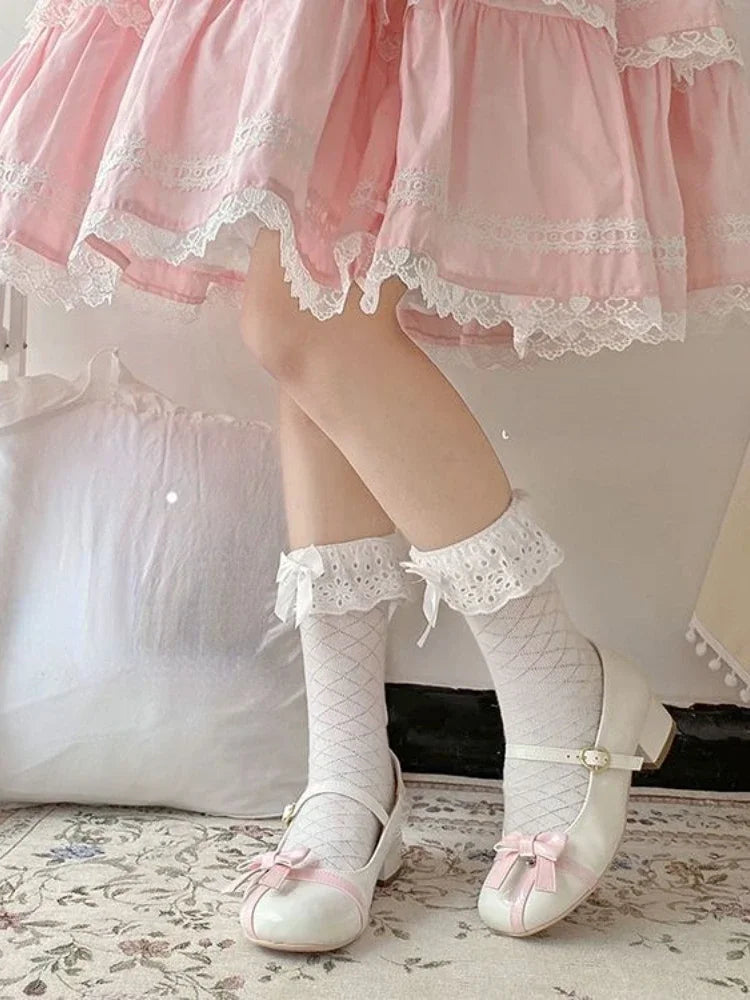 Ingvn  Lolita Kawaii Mary Janes Shoes Women Bow Retro Solid Vintage Round Heel Shoes Ladies Buckle Strap Causal Sweet Shoes  Summer