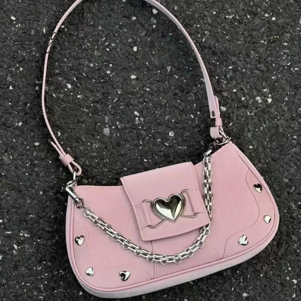 Ingvn - New Fashion Shoulder Bag 2024 PU Bags for Women Sweet Cool Subculture Pink Crossbody Bag сумка Bolsas