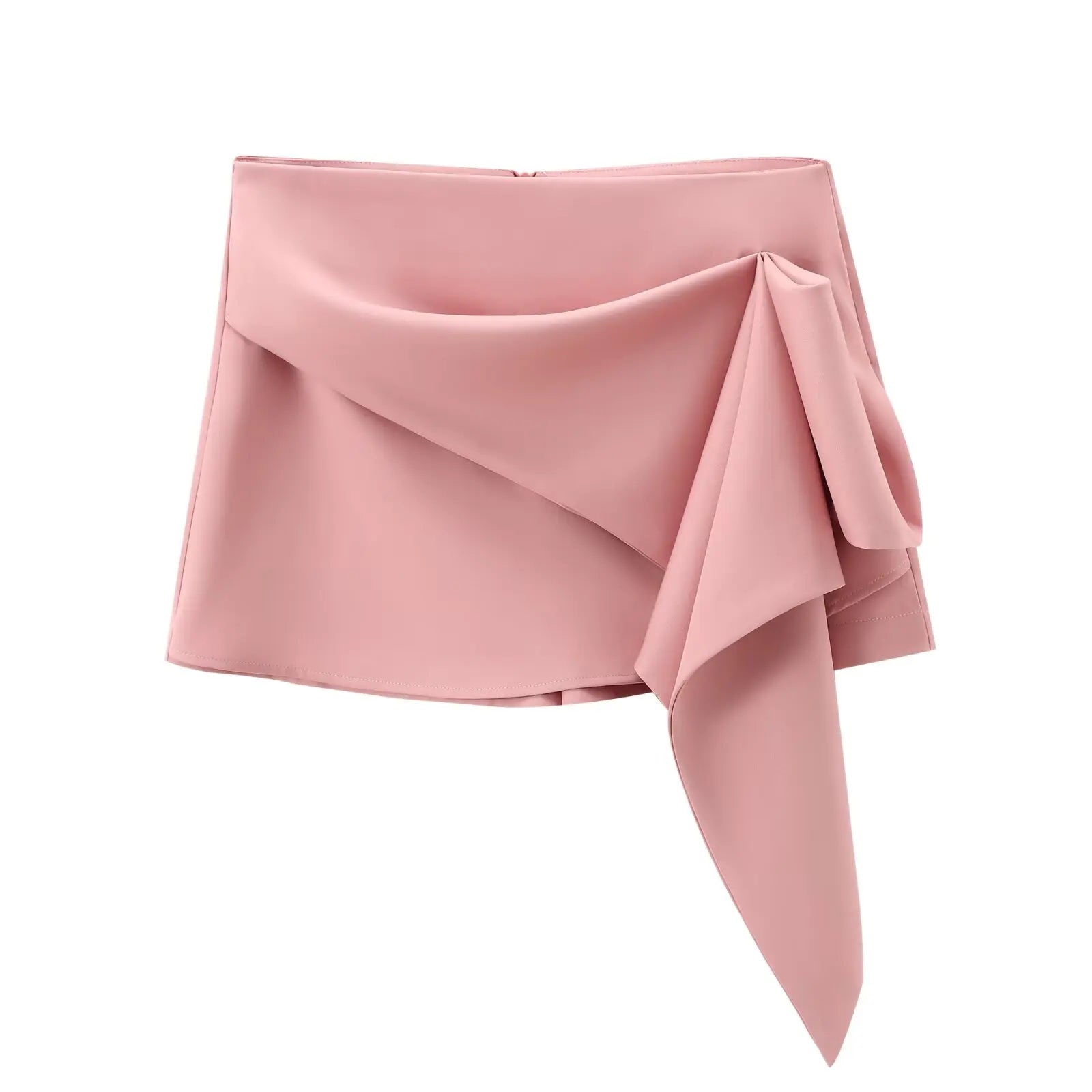 New Women Vintage High Waist Asymmetric Front Pleats Shorts Skirts Elegant Office Skort