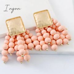 Ingvn - New Long Wooden Bead Chain Drop Dangle Earrings Statement Boho  Earring Fashion Trend Charm Jewelry for Women Summer Gift 2023