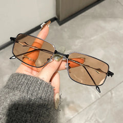 INGVN  Rectangle Sunglasses Women Retro Metal Square Men Glasses Luxury Design Eyewear Frames Gold Silver Dark Shades Travel Sun Glass