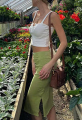 Ingvn - Pure Color Slit Midi Skirt