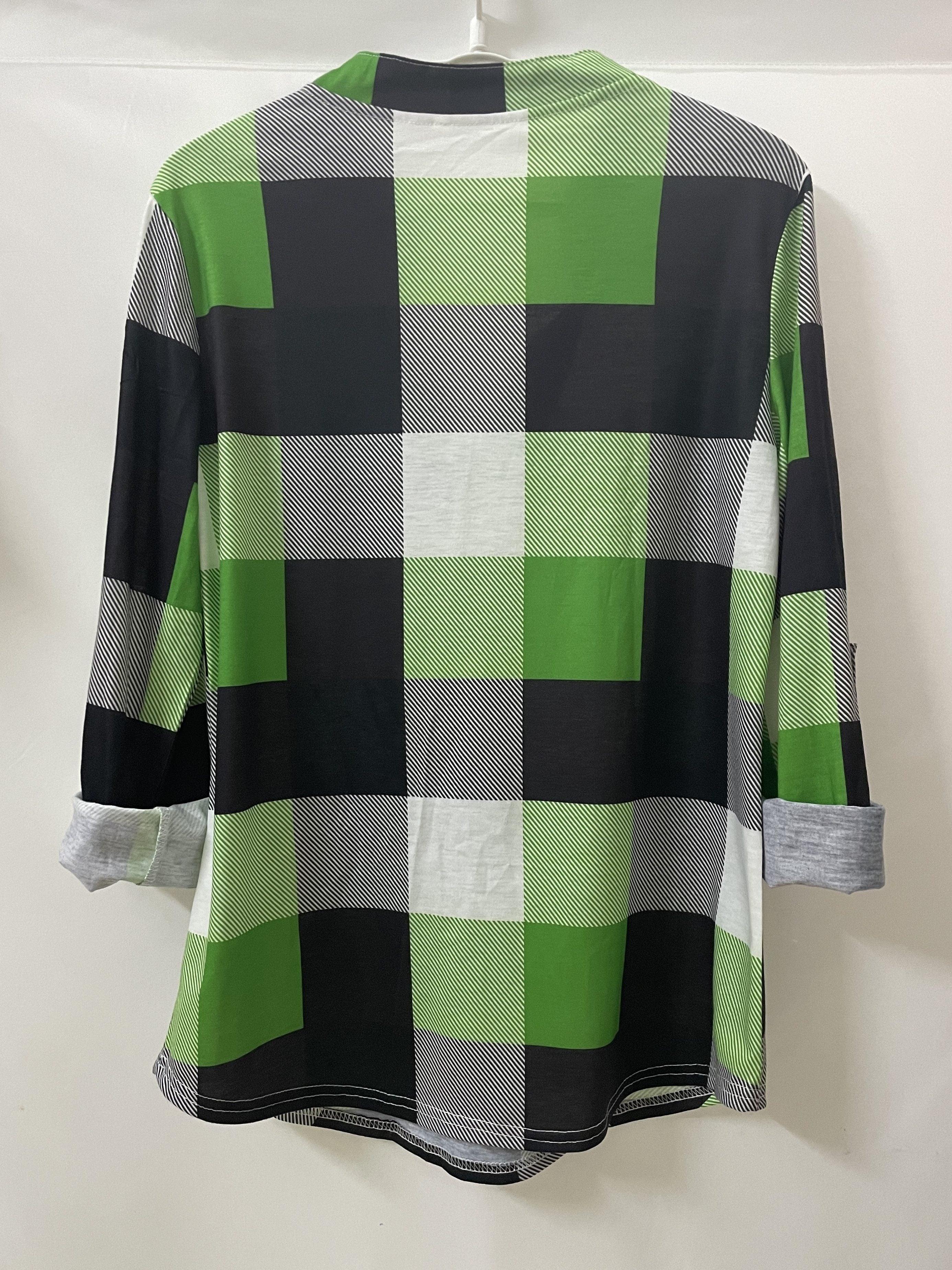 Casual Plaid Shirt, Long Sleeve V-neck Shirt, Casual Every Day Tops, Women's Clothing