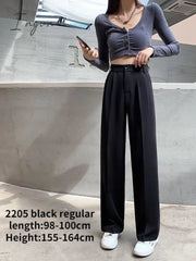 Ingvn - Spring Outfits Trends Casual High Waist Loose Wide Leg Pants for Women Spring Autumn New Female Floor-Length White Suits Pants Ladies Long Trousers