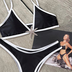 Shiny Star Bikinis Sexy Women Swimsuit Female Swimwear Bandeau Biquini Thong Triangle Swimming Suits Halter Bodysuit Beachwear
