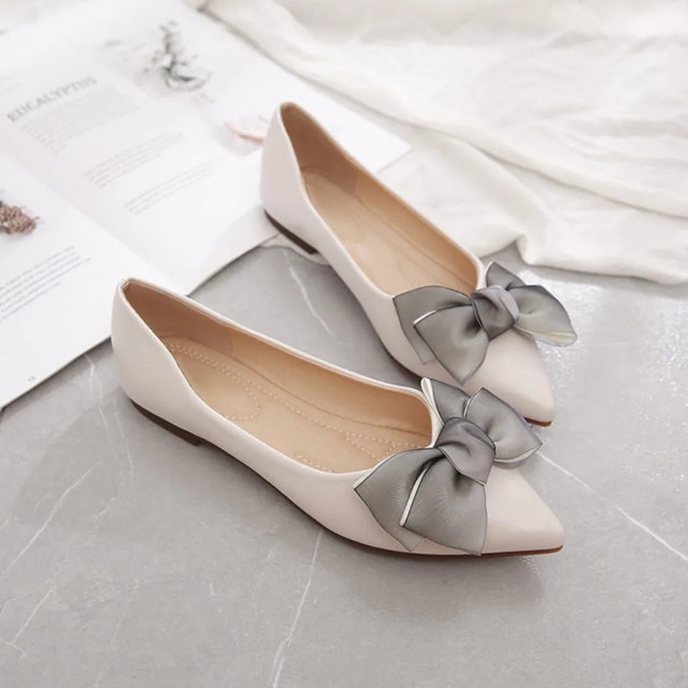 Square Toe Kawaii Flat Flats Shoes for Woman with Bow Women's Summer Footwear Loafers Cute on Promotion Discount 39 Stylish