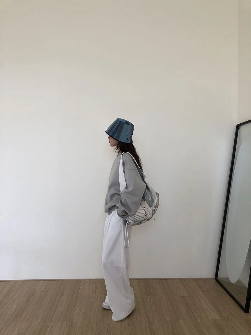 INGVN  2024 High-capacity Fashion Crossbody Bags Korean Vintage Personality Print Tote Bag Y2k Aesthetic Harajuku Shoulder  Women
