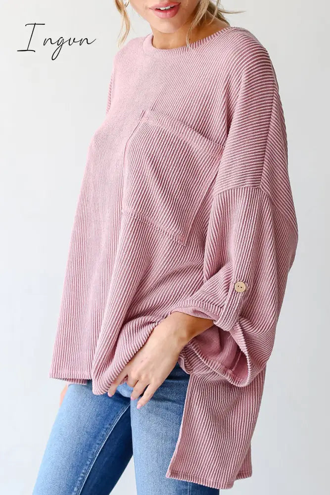 Ingvn - Casual Solid Pocket O Neck Tops