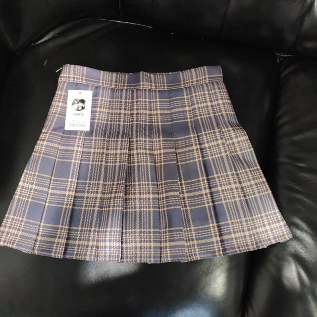 XS-XXL Spring Summer Autumn Women Skirts Student Girl Striped Pleated Waist Female Sweet Mini Dance Plaid Black White Pink Skirt