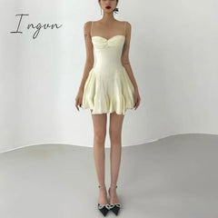 Ingvn - Summer mini dresses for women sexy outfits for woman elegant dress vintage cothes sundress casual ruched dress backless