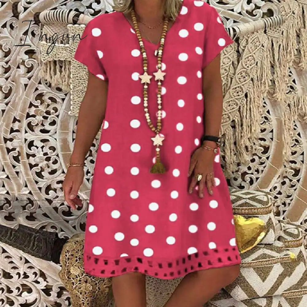 Ingvn - new plus size s-5xl dress cotton linen women dresses casual loose lady linen dress summer women linen clothes