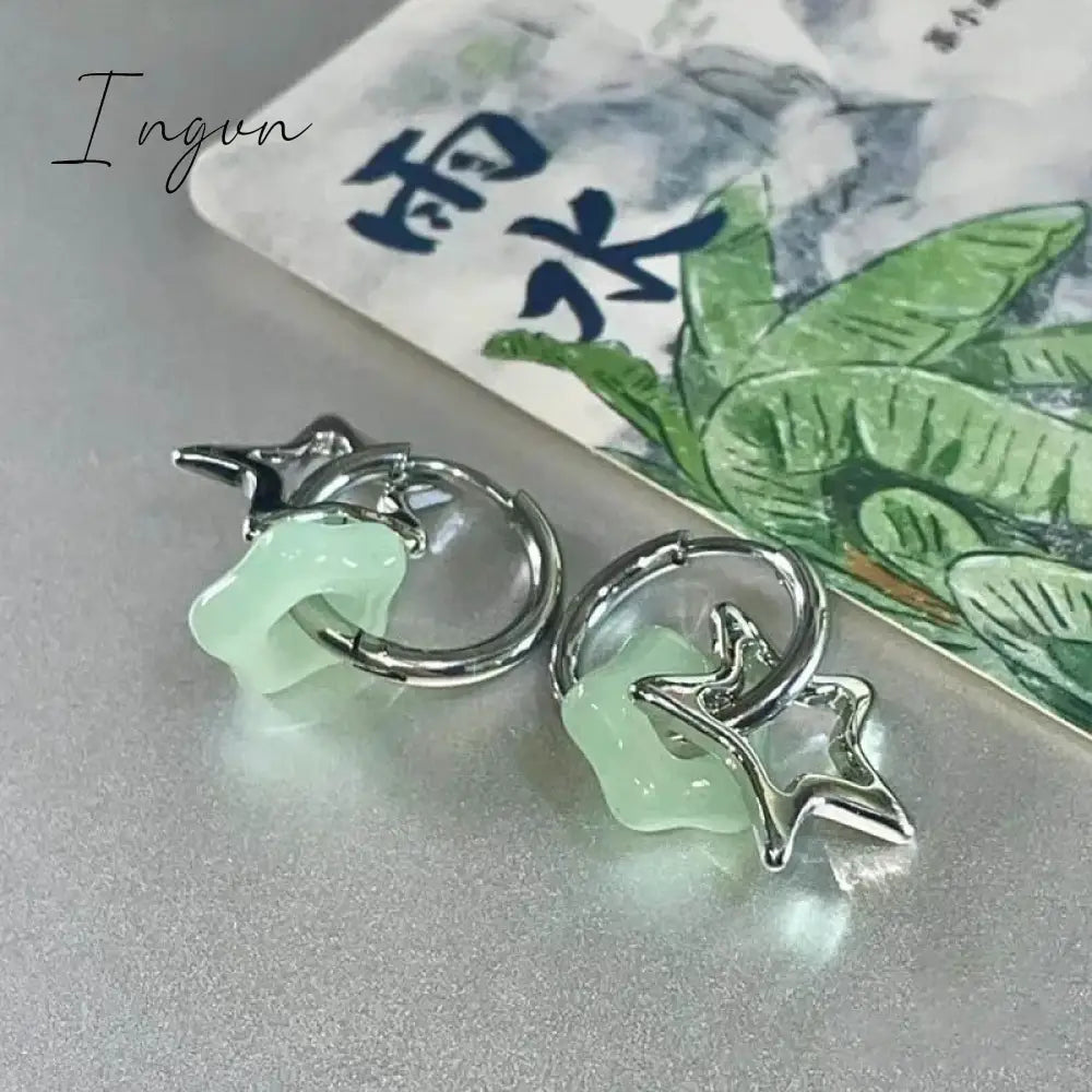 Korean Fashion Geometric Earrings Asymmetric Flower Star Earrings for Women Men Hip Hop Earrings Jewelry Accessories Gift