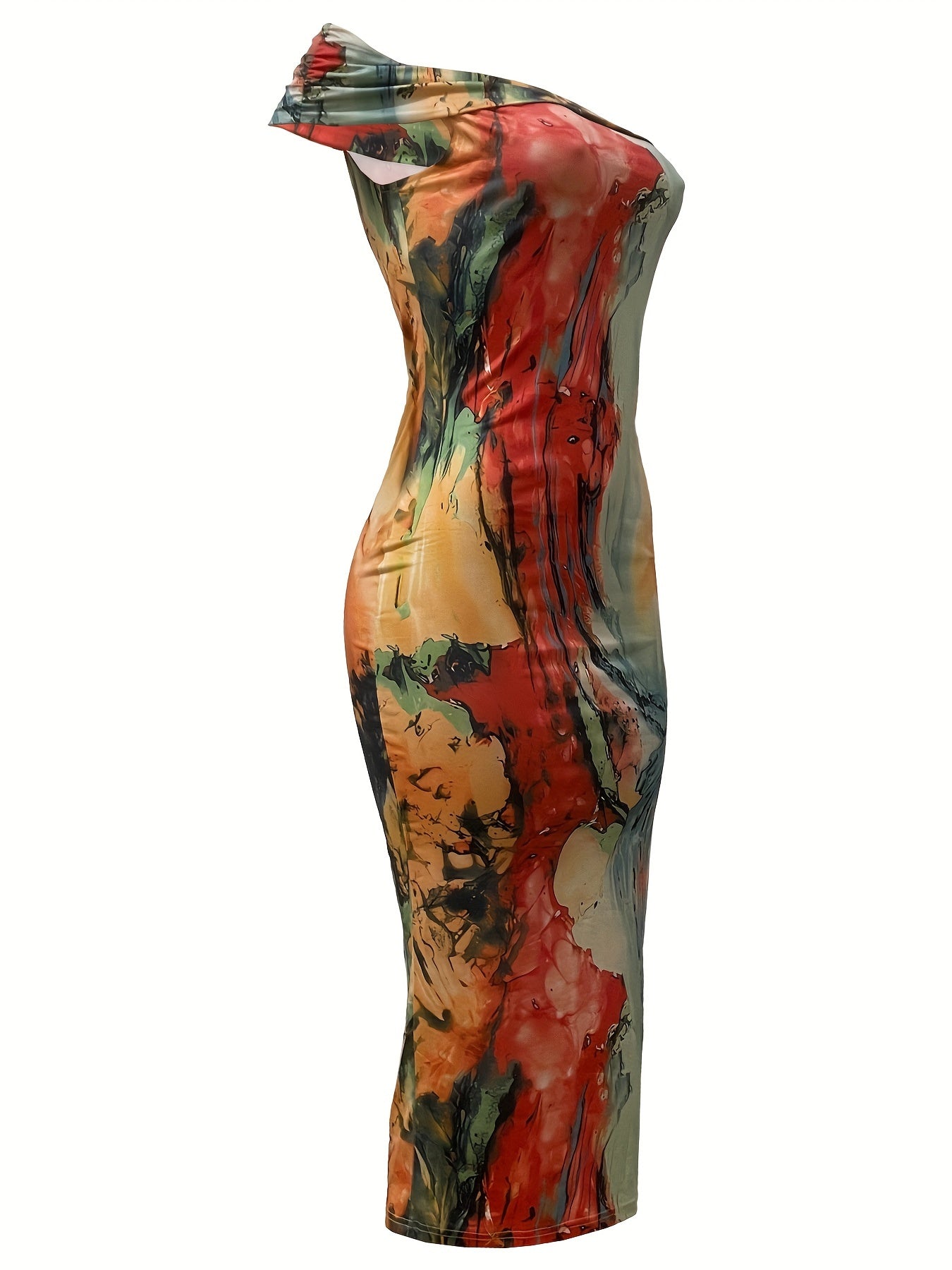 Chic Off-Shoulder Sheath Dress with Abstract Print - Flattering Slim Fit for Spring & Summer - Womens Fashion Essential