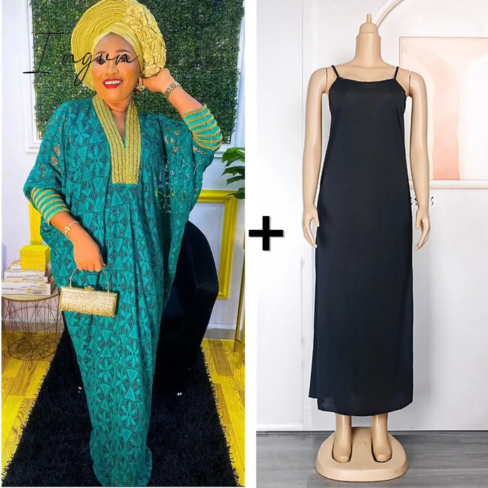 Ingvn - Elegant African Dresses for Women Muslim Fashion Boubou Abayas Robe Dashiki Ankara Lace Outfits Evening Gown Kaftan Maxi Dress