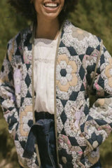 Ingvn - Casual College Floral Pocket Mandarin Collar Outerwear