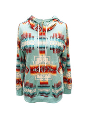 Cozy Fall/Winter Aztec Hoodie for Women: Unique Western Pattern, Durable Knit & Zip-Up Comfort