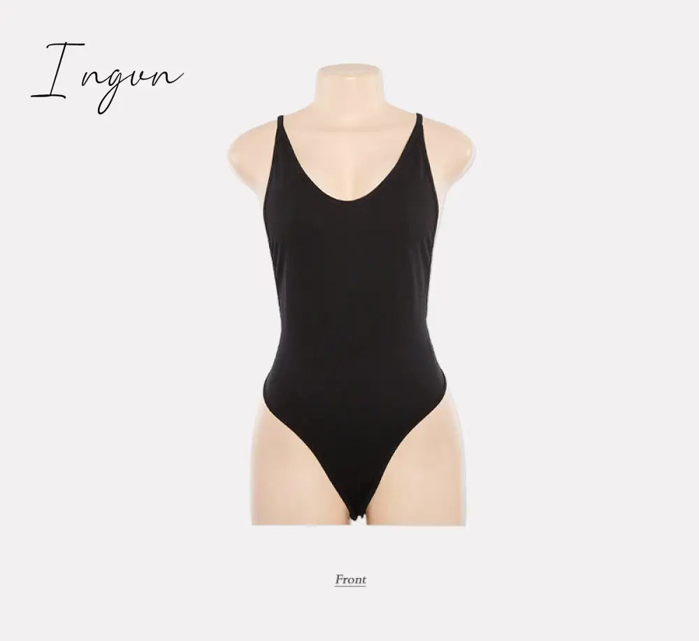 Ingvn - New Summer Women Sexy Bodysuit Spring Fashion Casual Backless Spaghetti Strap Black Bodysuit Body Tops For Women Short Jumpsuit