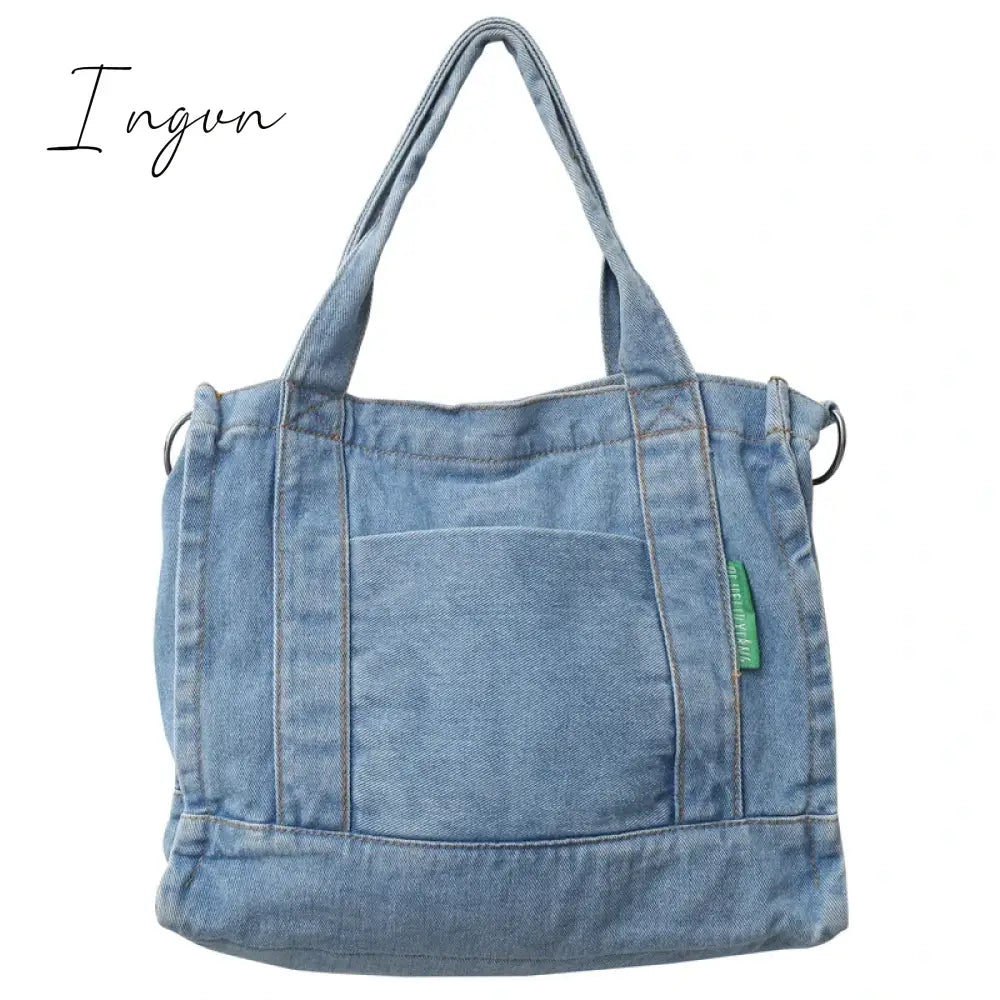 Ingvn - Denim Women's Bag 2024 New Eco Reusable Ladies Handbags Canvas Shopping Travel Shoulder Bags Unisex Jeans Crossbody Bag Shoppers