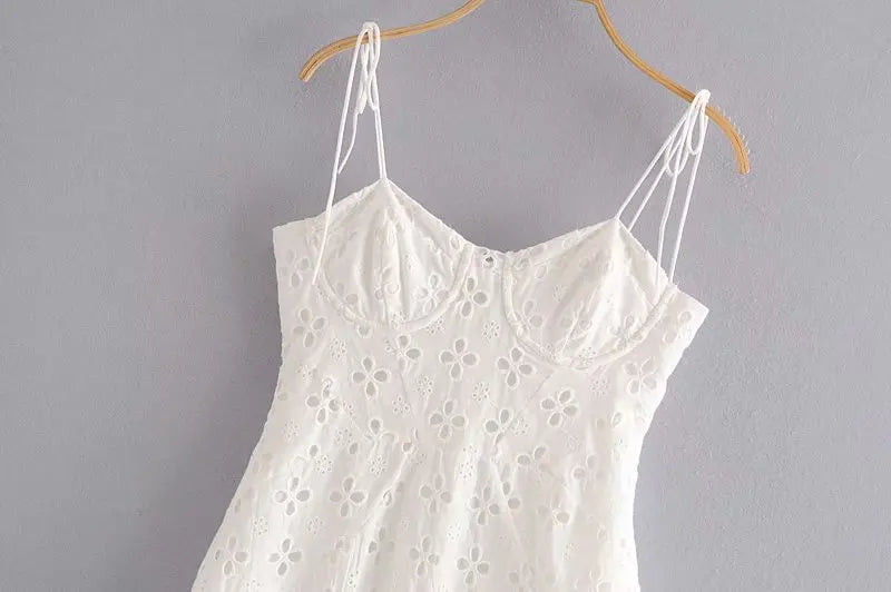 Voguable  Women Yellow Lace Trim Spaghetti Strap Bodycon Mini Dress Romantic Lady Backless Sleeveless Party Club Sexy Dress