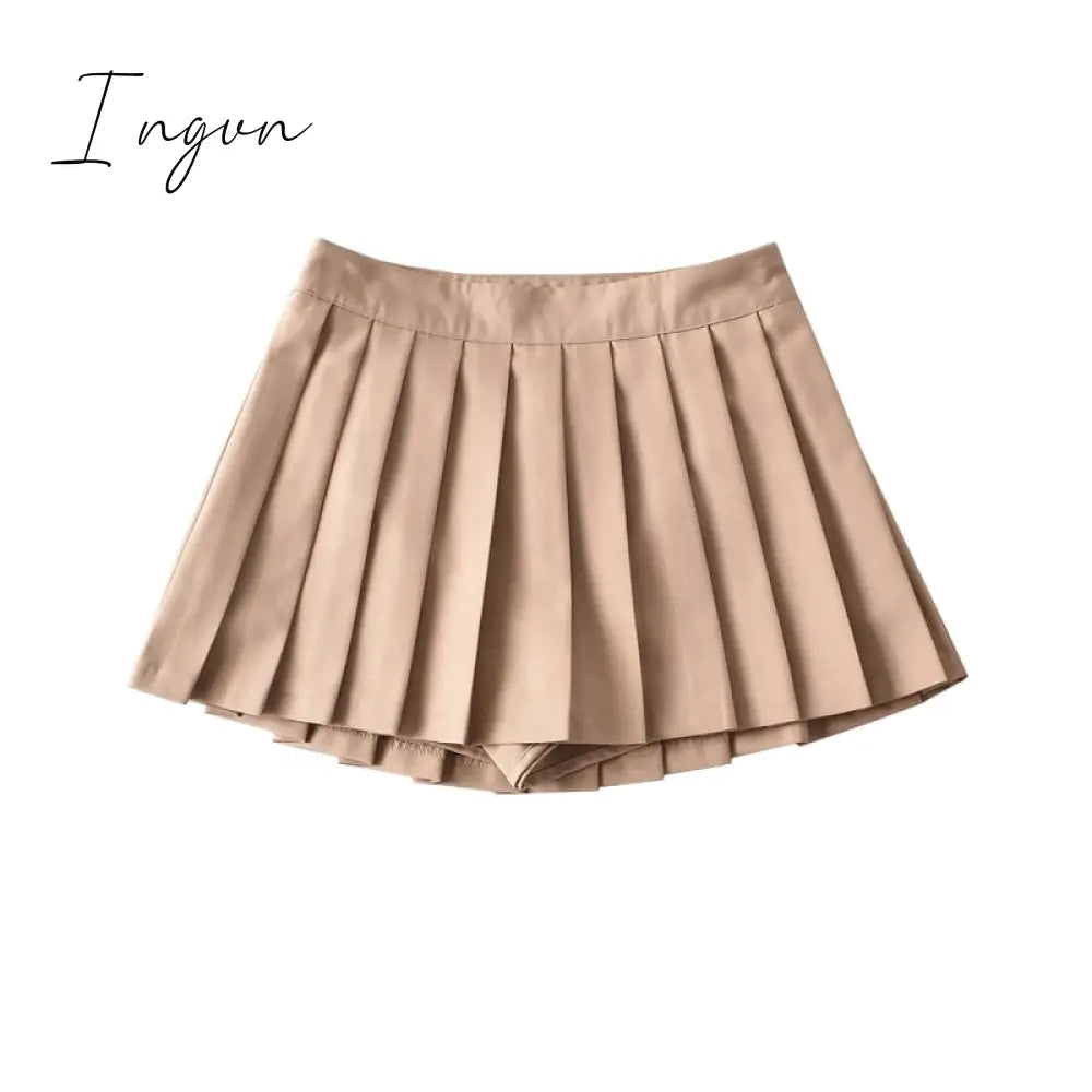Ingvn - Summer High Waist Skirts Womens Sexy Mini Skirts Vintage Pleated Skirt Korean Tennis Skirts Short White Black