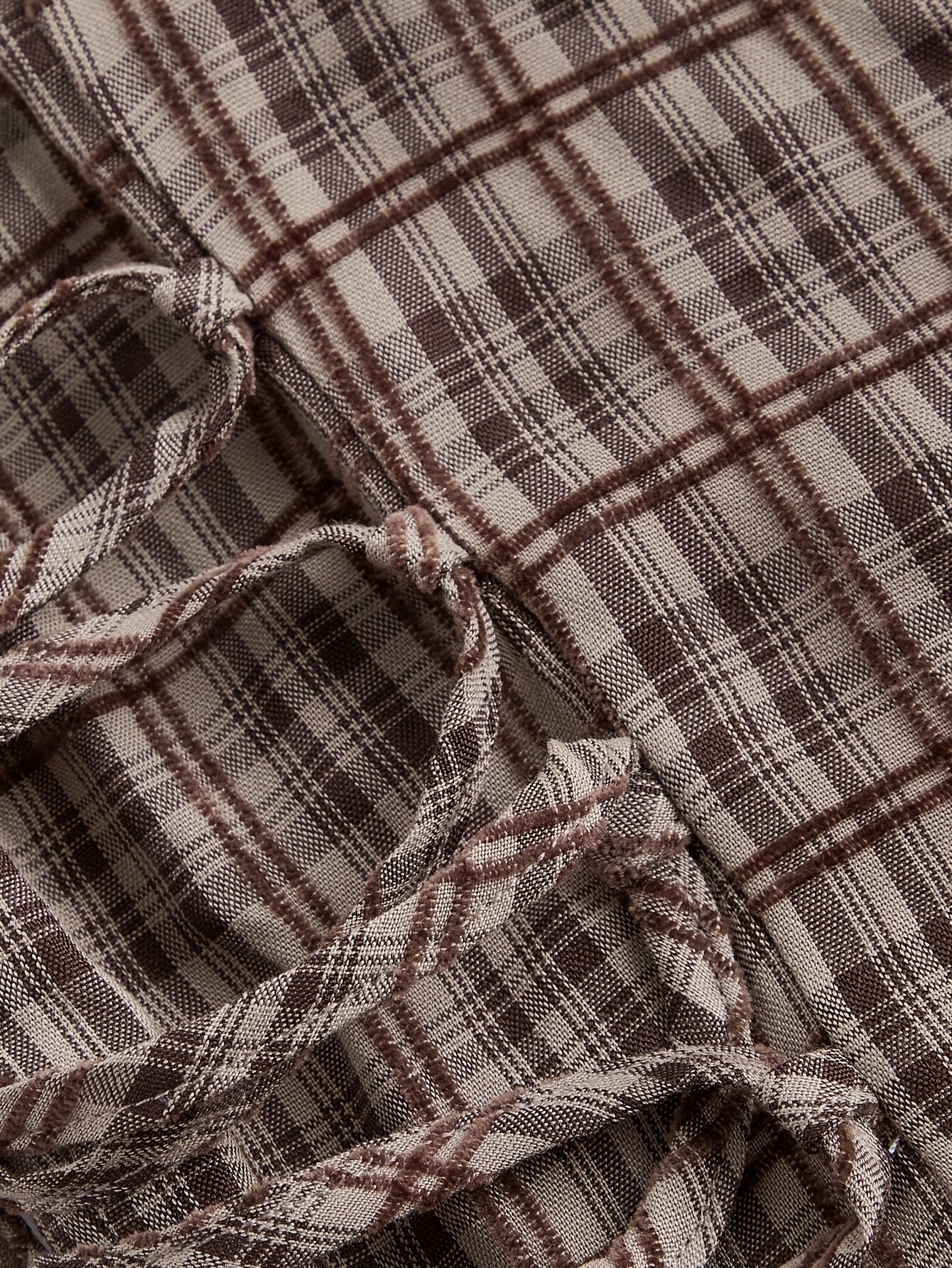 Vintage Beige Plaid Midi Dress for Women with Front Right Side Ruched Tie Detail - Sleeveless, Polyester, Machine Washable - Ideal for Spring/Summer/Fall