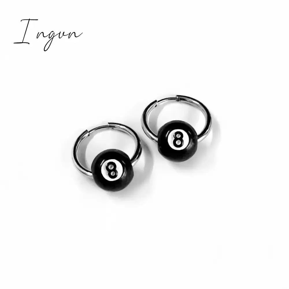 Trend Black-8 Hoop Earrings Grunge y2k Jewelry Charms Earrings for Women Men Korean Fashion Lovers Accessories Punk Hip Hop