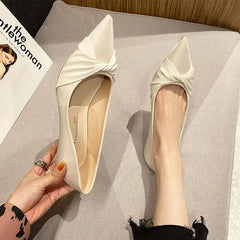 Ingvn  Shoes For Women  Stilito Pointed Toe White Ladies Summer Footwear With Medium Heels Office E Chic Elegant Offer Slip On A L