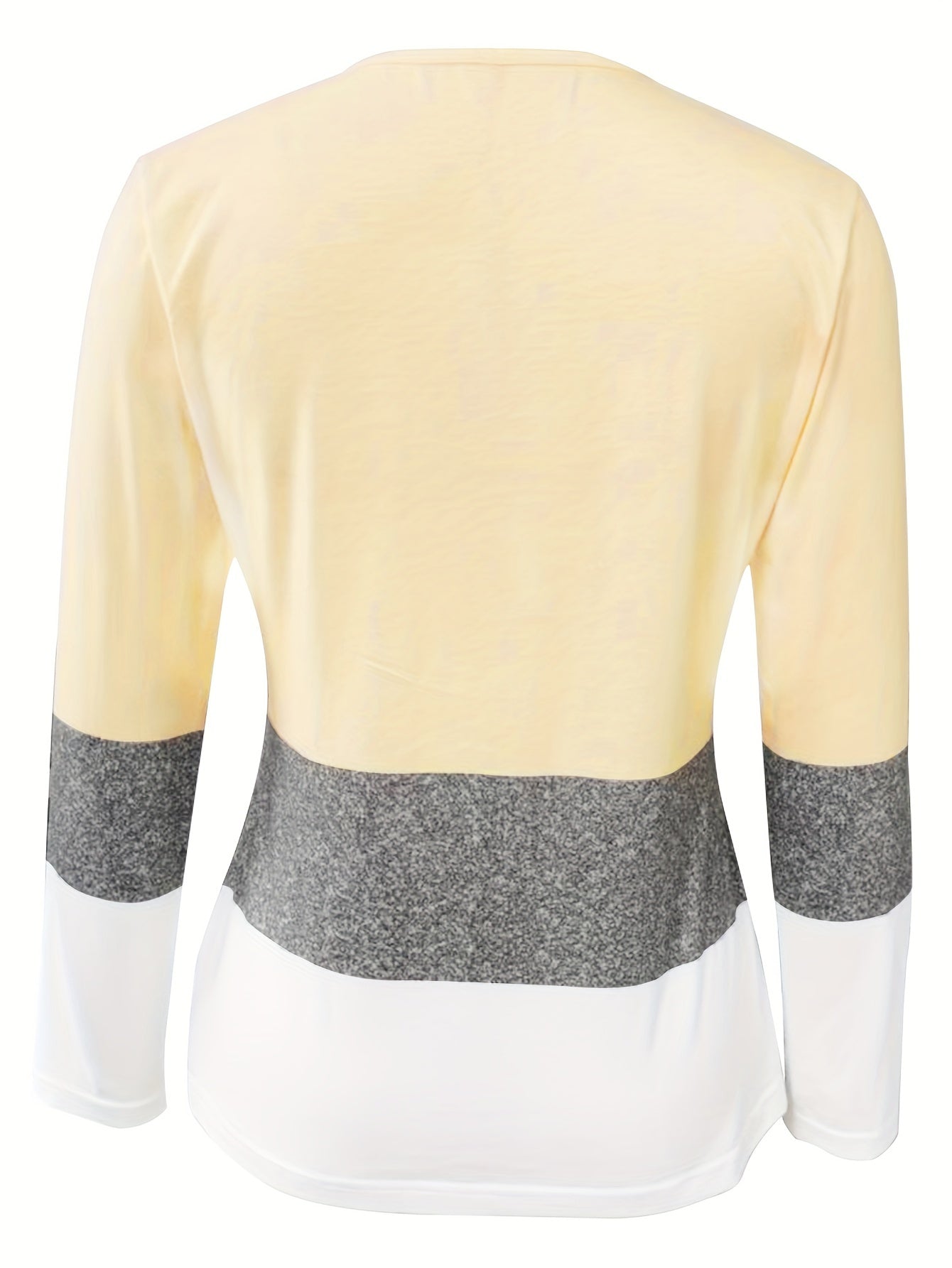Chic Colorblock Long Sleeve T-Shirt - Zip-Up Front, Comfortable Fit for Spring & Fall - Trendy Women's Casual Fashion