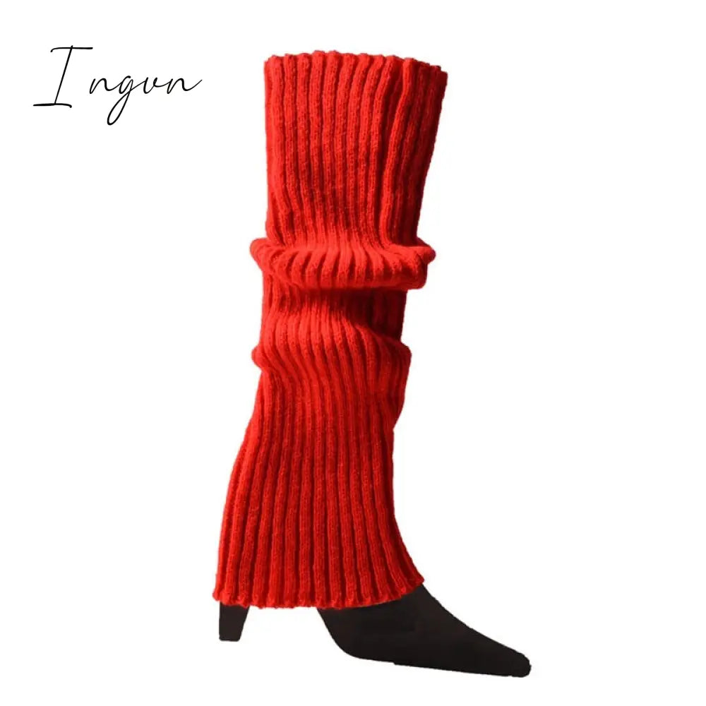 Ingvn - Lolita Leg Warmers Women Warm Winter Knit Foot Cover Crochet Knee Socks Warm Boot Cuffs Beenwarmers Japanese Long Socks
