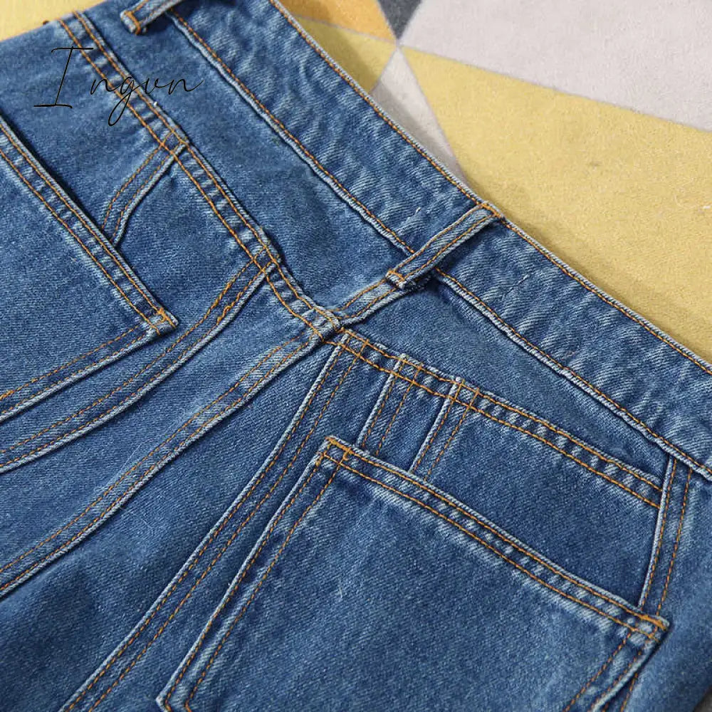 Ingvn - Asymmetrical Spliced Oblique Waist Placket Trousers New Loose Fit Pants Women Fashion Tide Spring Autumn