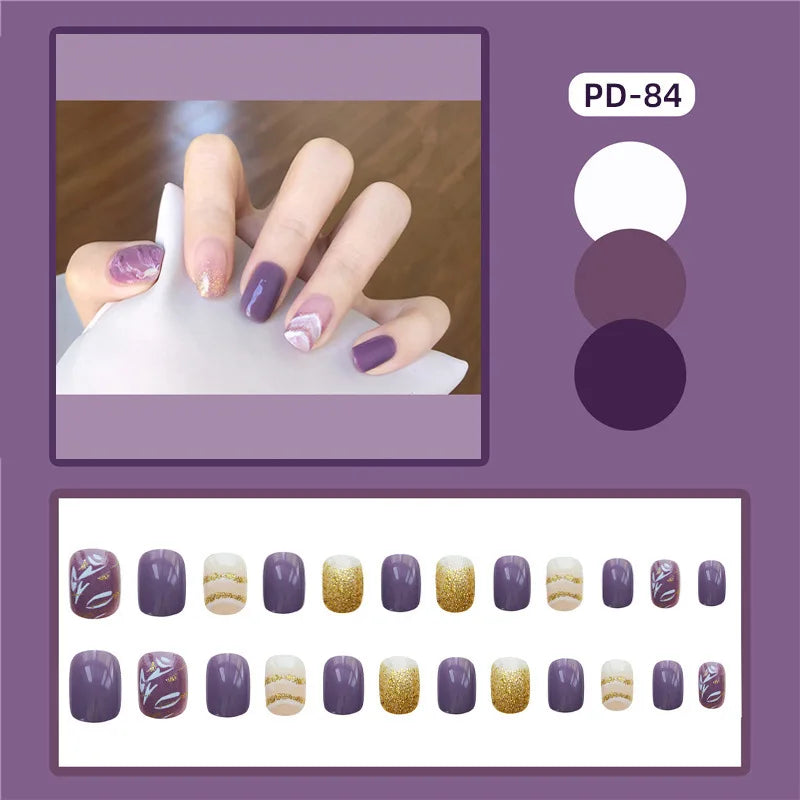 24pcs Lemon Short Wear Tips Nail False Patch Press on Nails Supplies for Professionals Artifical Fake Nails Faux Ongles Uñas