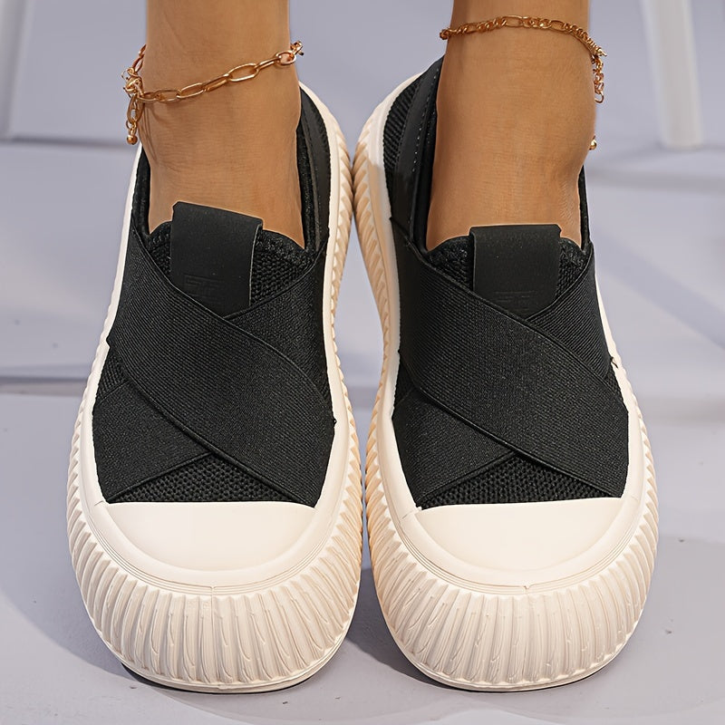 Comfortable Women's Breathable Knit Sneakers - Soft, Lightweight, Casual Slip On Shoes for Outdoor Activities, Low Top Design for Everyday Wear