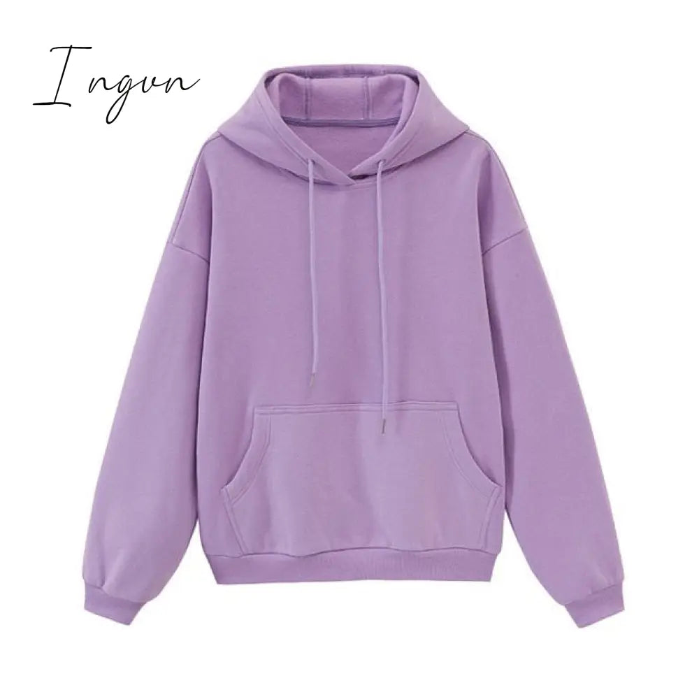 Ingvn - toppies Womens Tracksuits Hooded Sweatshirts Autumn Winter Fleece Oversize Hoodies Solid Pullovers Jackets Unisex Couple