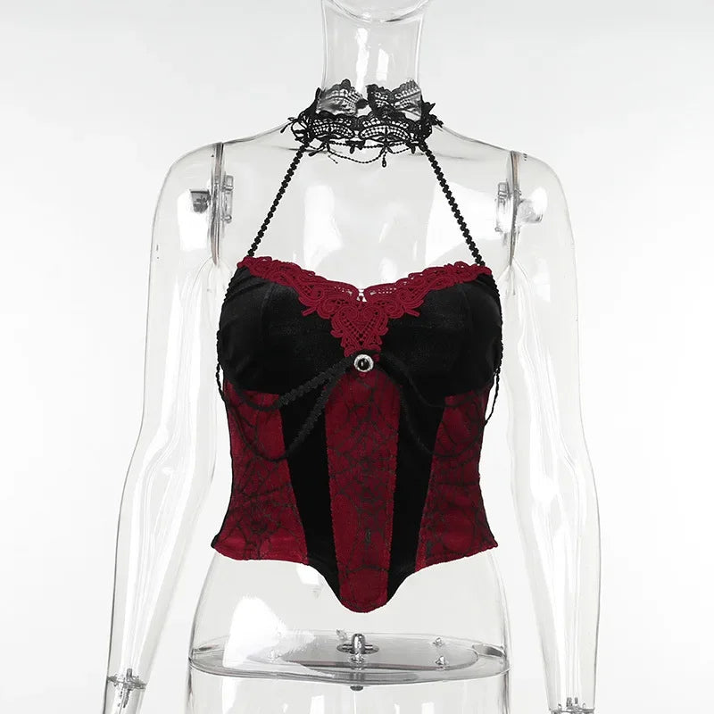 Mall Goth Streetwear Punk Style Halter Neck Crop Top Women Vintage Aesthetics Backless Y2K Tank Top Sexy Camisoles