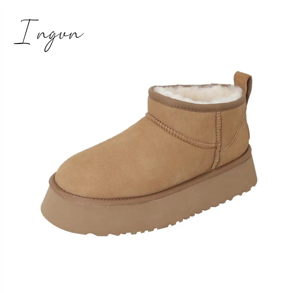 Ingvn - 2023 Sheepskin Wool Comprehensive Anti-skid Snow Boots Women's Mini Short Boots Warm Winter Thickened Women's Shoes Botas Mujer