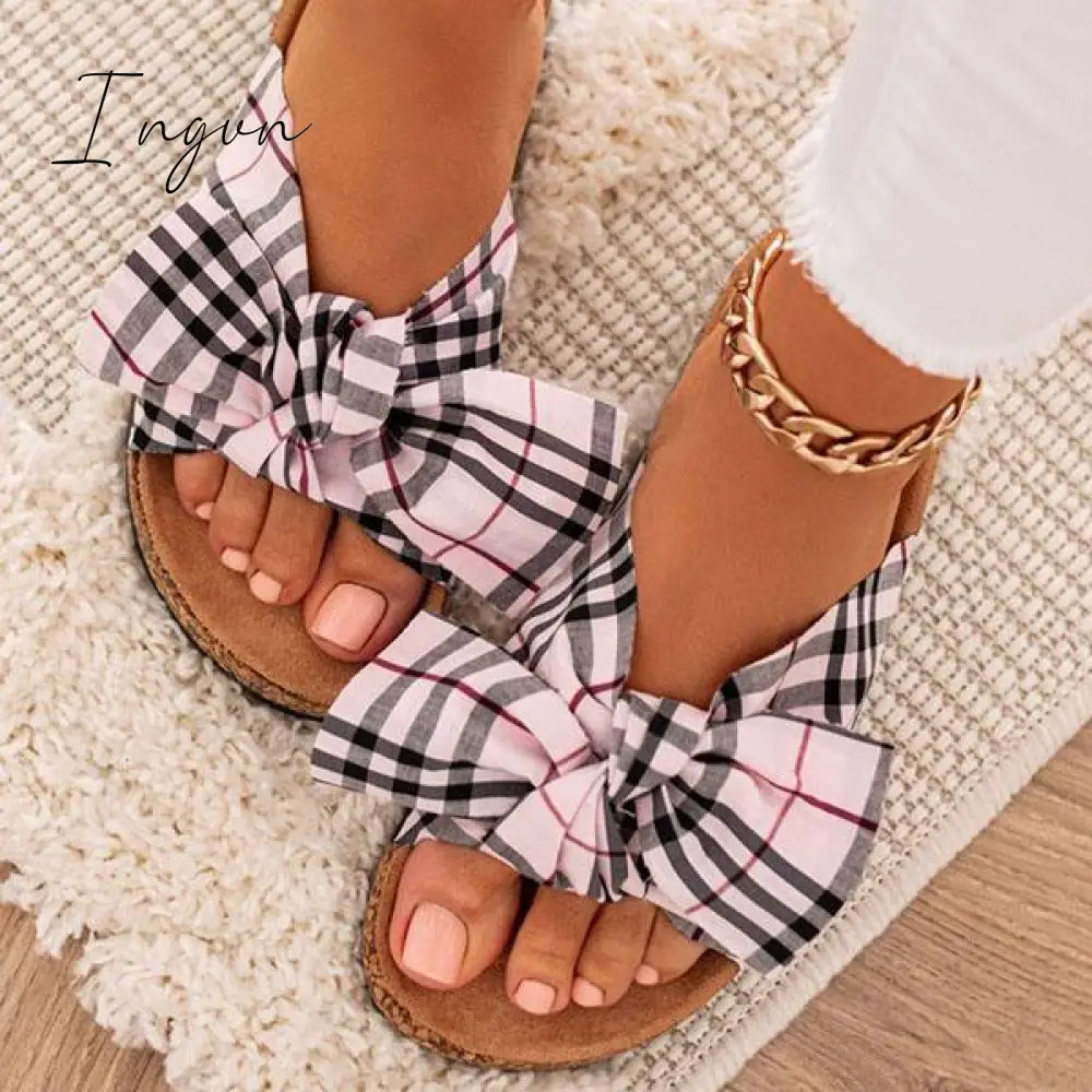 Ingvn - Women Comfy Classic Plaid Summer Sandals
