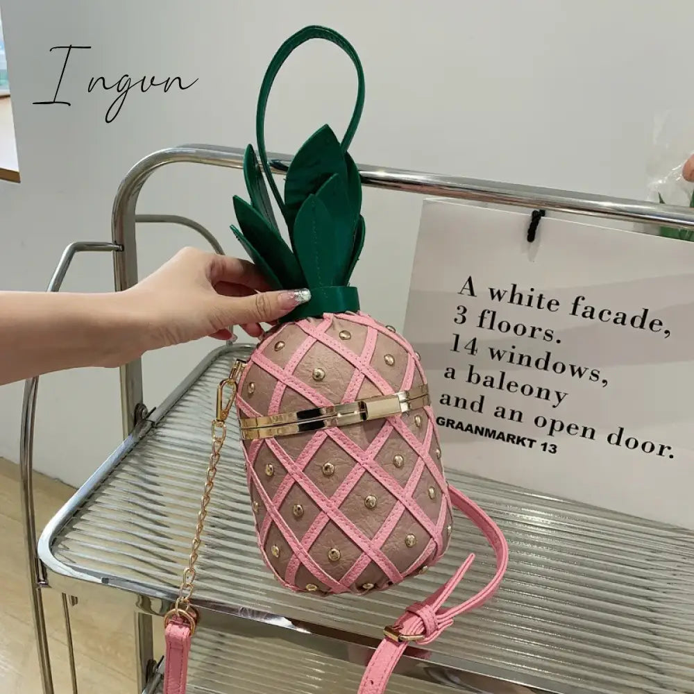 Ingvn - Women Bag 2024 Fashion Cute Pineapple Design Shoulder Bag Originality Design Ladys Crossbody Bag Metal Chain Handbag