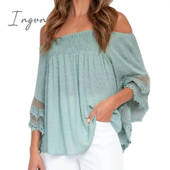 Ingvn - Women Off Shoulder Solid Tops Fashion Short Sleeve Backless Tassel Irregular Blouse Female Clothes Hipster Summer Oversize Shirt