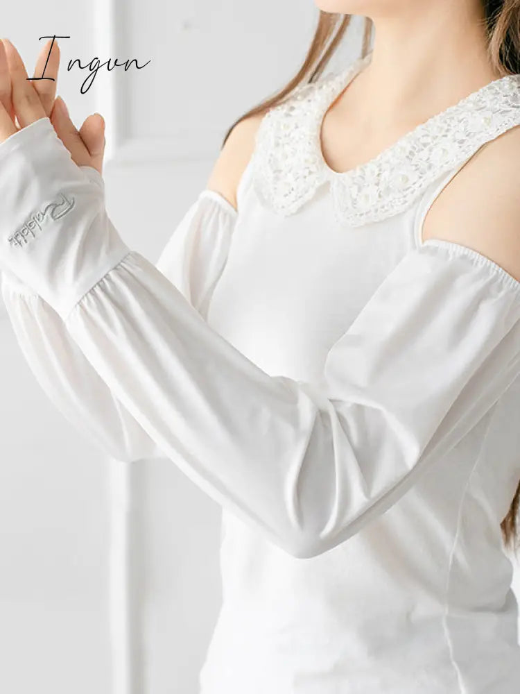Ingvn - Solid Color Ice Silk Loose Sun Protection Sleevelet