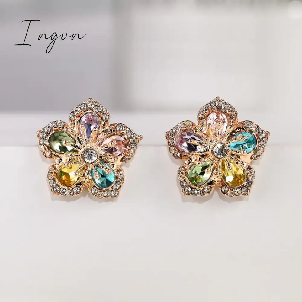Crystal Zircon Snowflake Stud Earrings For Women Shiny Rhinestone Charm Earring Girls Christmas New Year Birthday Jewelry Gifts
